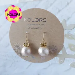 ⛄【匿名配送】【おまとめ割引】【＊2378コットンパールとリボン ピアス・イヤリング】  ハンドメイドピアス　ハンドメイドイヤリング 揺れるピアス 揺れるイヤリング