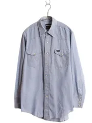 【お得なクーポン配布中!】 80s USA製 ラングラー 長袖 シャンブレー ウエスタン シャツ メンズ L 程/ ヴィンテージ ワーク 長袖シャツ ワンポイント シワになりにくい