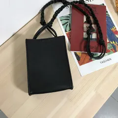 レディース ロープ スクエア ミニショルダー バッグ ブラック ミニマルデザイン