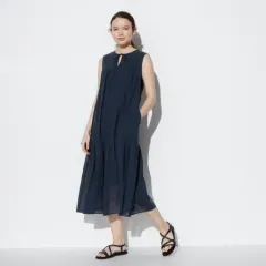 UNIQLO(ユニクロ) ライト コットン ノースリーブ ティアード ワンピース