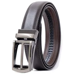 ダークブラウンB_ウエスト100cmまで対応 [BEEL] ベール ベルト メンズ 牛革 オートロック式ベルト レザー 紳士 穴無し 大きいサイズ ビジネス スーツ カジュアル 【バックルタイプ：デザイン】 シュリンク ダークブラウン