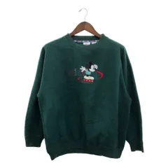90年代 Disney ディズニー MICKEY&CO. ミッキーマウス フリース スウェット キャラクター 刺繍 グリーン (メンズ XL) 中古 古着 P8349