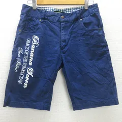 H■ビーチサウンド/Beach Sound ロゴ刺繍入り コットンショーツ ハーフパンツ【L】紺/MENS■32【中古】のサムネイル