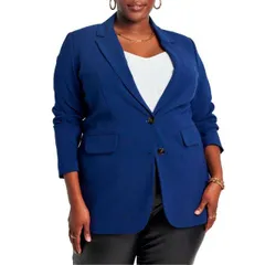【送料無料】 エロクイ レディース ジャケット・ブルゾン アウター Eloquii Women's Plus Size The 365 Suit Long Tailored Blazer Ocean Cavern