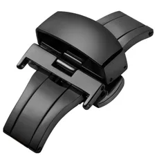 [BINLUN] ステンレス鋼の時計バックル プッシュ式 観音開きタイプ Dバックル レザー/革腕時計ベルト交換用 クラスプ 尾錠 ゴールド/シルバー/ローズゴールド/ブラック 12/14/16/18/20/22mm バタフライ バックル バネ棒/バネ棒はずし