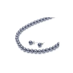 【新品】 Sakuya(咲屋) パール ネックレス 8mm 42cm 冠婚葬祭 真珠 黒真珠 シルバーブラック グレー 卒業式 入学式 葬儀 貝パール イヤリング ピアス アクセサリー セット ホワイト ブラック ケース 国産 0