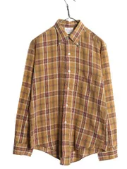 【お得なクーポン配布中!】 70s Golden Line チェック 3点留め ボタンダウン 長袖 シャツ メンズ M / 古着 ヴィンテージ シワになりにくい 薄手 ノーアイロン BDシャツ