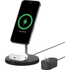 【VGP 2022受賞】Belkin 2 in 1 MagSafe充電器 最大15W高速充電 ワイヤレス充電器 MagSafe公式認証 iPhone