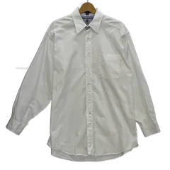 TOMMY HILFIGER/トミーヒルフィガー オックスフォード 長袖 シャツ ワンポイント刺繡 オーバーサイズ Honduras製 メンズ 15 1/2 32-33 ホワイト