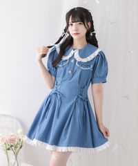 新品未使用 Maria pipi マリアピピ 水着 水色フリルロリィタワンピース