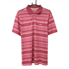 ★値下げ★【超美品】ナイキゴルフ 半袖ポロシャツ ピンク×白 ボーダー DRI-FIT 一部メッシュ メンズ L ゴルフウェア NIKE