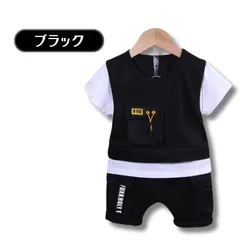 送料無料 ブラック ワークカジュアル風 上下2点セット 半袖 カーゴ短パン ストリートカジュアル かわいい かっこいい 男の子 ボーイズ キッズ 春夏 韓国子供服 80cm 90cm 100cm 110cm 120cm