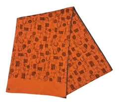 美品 エルメス カシミヤ シルク リバーシブル マフラー Hロゴ オレンジ 茶 楽天市場】HERMES エルメス アレ・ルトゥール / カシミア シルク H刺繍