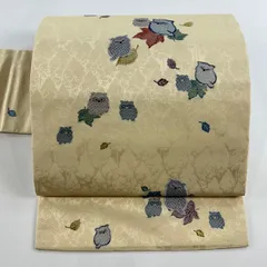 名古屋帯 月にフクロウ 梟 抽象柄 金銀糸 蒸栗色 O-5344 名古屋帯 月にフクロウ 梟 抽象柄 金銀糸 蒸栗色 O-5344