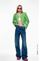 ZARA(ザラ) ストラクチャー アップルグリーン ツイード ジャケット (ソロシェル シン・ジヨン 着用