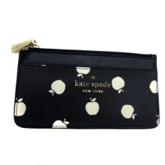 ケイトスペード KATE SPADE ステイシーラージスリムカードホルダー カードケース コインケース りんご柄 フェイクレザー 紺 ネイビー 白 ホワイト K8307 PS9 /YS3 ■GY19のサムネイル