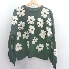 ◇ ⊇ moment＋ 花柄 長袖 ニット サイズF ブラック レディース E  【1503050003643】