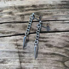 両耳ピアス スパイク チェーンピアス チタンポスト メンズ レディースレディース