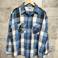 【好配色】【USA製】FIVE BROTHER　70s 80s　ヘビーネルシャツ　XLサイズ　三角タグ　ヴィンテージ　ヘビネル　ブロックチェック　フェード　ブルー ブラック