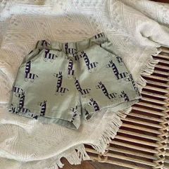 ベビーショートパンツ【80.90】シマウマ　グリーン　男の子　短パン　ハーフパンツ　ボトムス