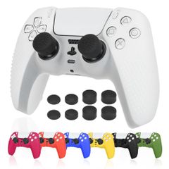 ps5コントローラーカバー シリコン素材 ps5 カバー コントローラー Ltenic 傷防止 滑り止め 保護ケース-ホワイト(スティックキャップ 8個付)