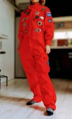 【新品】オーダー品　素材　つなぎ　S M L LL 3L 4L 5L ウィメンズ　メンズ　レディース