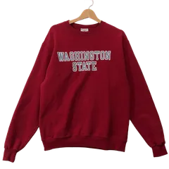 Champion ECO AUTHENTIC/チャンピオン カレッジプリント ワシントン州大学 WASHINGTON STATE スウェット トレーナー フロントプリント ワンポイント刺繡 NICARAGUA製 メンズ M(JPN:L) レッド