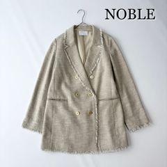 2022✨ / NOBLE  ノーブル / スラブ ツイード ダブル テーラードジャケット / 38 / フリンジ / グレージュ / ツイードジャケット / ベージュ