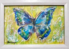 チョビベリー作 「夏の国のモルフォ蝶」水彩色鉛筆画 ポストカード