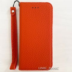 【本革製】iPhone SE3 SE2 8 7 SE (第2世代/第3世代) 手帳型 スマホ ケース マグネット レザー 磁石 マグネット式 オレンジ 橙色 アイフォン