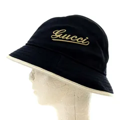 グッチ GUCCI 帽子 ハット ロゴ ナイロン L 紺 ネイビー 172301 /YO17 ■OHのサムネイル