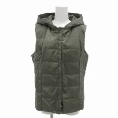 コムサイズム COMME CA ISM ダウンベスト 中綿 フード付き 比翼ボタン L カーキ /FT ■GY39