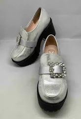 ★【YOSUKE】ヨースケ 厚底シューズ シルバー ビジュー サイズM