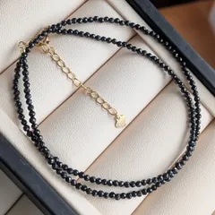 ネックレス　ブラックスピネル　天然石　華奢　s925 キラキラ　チェーン　黒