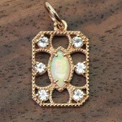 アガット オパール スクエア 透かし ネックレストップ K10/24-5558S