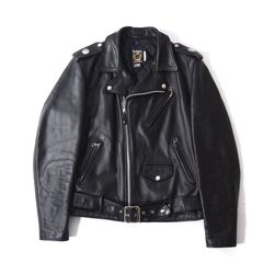 美品 ショット Schott USA製 7164 現行 レザー ダブルライダース ジャケット 40 ブラック メンズ 正規品 5-ZD015