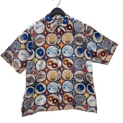 GC787 MLB BROOKLYN DODGERS チームシャツ 半袖シャツ デザインシャツ アロハシャツ 半袖 総柄 オレンジ系 メンズ サイズL