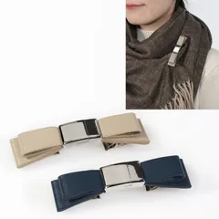 【新品未使用】 リジェップ ずれ落ちを防止 ストールクリップ プレミアム リボン2色セット トープ＆ネイビー 【参考価格￥6,380-】