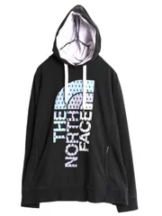 【お得なクーポン配布中!】 ノースフェイス プリント スウェット フード パーカー レディース XL 古着 大きいサイズ The North Face アウトドア プルオーバー ブラック