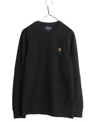 【お得なクーポン配布中!】 ポロベア ポロ ラルフローレン 長袖 サーマル Tシャツ メンズ М ロンT ワッフル ワンポイント キャラクター カットソー シンプル ブラック
