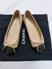 CHANEL シャネルバレリーナ37C バレエ　フラットシューズ黒ベージュ CHANEL シャネルバレリーナ37C バレエ フラットシューズ黒