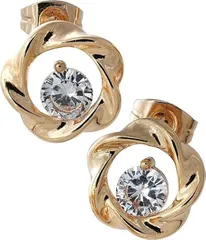 Veritamore. フラワーピアス レディース 18金RGP 金属アレルギー対応 一粒 クリスタル ピンクゴールド シンプル 人気 誕生日プレゼント 専用ボックス付き(ピンクゴールド)