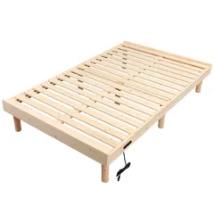 WLIVE ベッド すのこベッド セミダブル セミダブルベッド ベッドフレーム 木製 頑丈 コンセント付き 通気性 耐久性 ベッド下収納 フレーム 組み立 ナチュラル