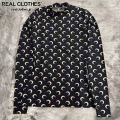 【未使用】Marine serre/マリーンセル MOON PRINTED JERSEY SECOND SKIN HIGHNECK TOP INVERSE TAN/スキンハイネックトップ/長袖/XS