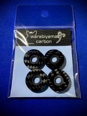 ドライカーボンワッシャー　4枚セット　座付き　厚み3.0 M6用（φ6.1）外周φ20 蕨山Carbon
