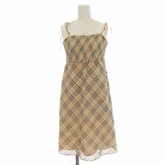 バーバリーブルーレーベル BURBERRY BLUE LABEL キャミワンピース ノバチェック ひざ丈 フリル 38 M ベージュ FM526-191-43 /IR ■GY18