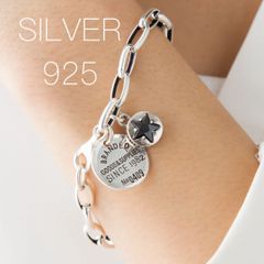 シルバー バングル ブレスレット  新品未使用  匿名配送  アクセサリー おしゃれ 人気 おすすめ かっこいい カジュアル コイン レディース  星 王冠 クラウン シルバー925 チャーム アンティーク加工