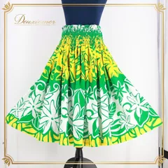 フラダンス 衣装 パウスカート グリーン系 フラ ダンス シングル レッスン 花柄 ティアレ柄 鮮やか 花柄 ハワイアン アロハ 華やか ハワイアンプリント かわいい イエロー系 ホワイト系