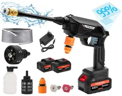 『大人気』 洗車機 700W 家庭用 6-in-1ノズル コードレス高圧洗浄機 自吸式 10mホース バッテリー2個付き 約60分間連続使用時間 デジタル残量表示】 洗車機 強力噴射 軽量 【強化アップグレード版 ポータブル 水圧洗浄機 初心者向け 充電式 掃