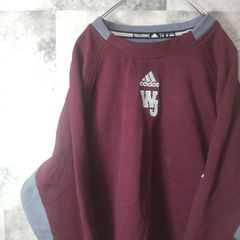 アディダス　ビンテージロンT☆　USA古着　ワインレッド　えんじ　M　C25